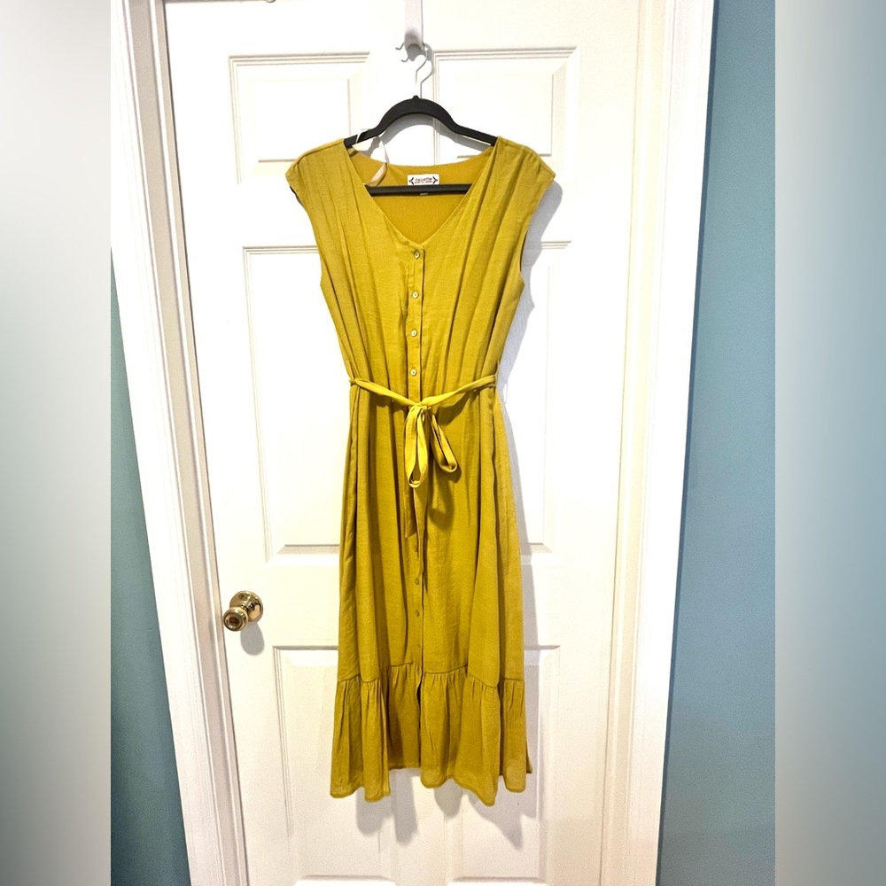 Nanette Lepore Yellow Button-Down Sleeveless Midi Dress Size 6